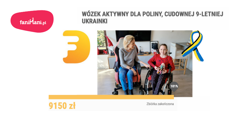 Zbiórka na FaniMani na wózeek dla dziewczynki z Ukrainy